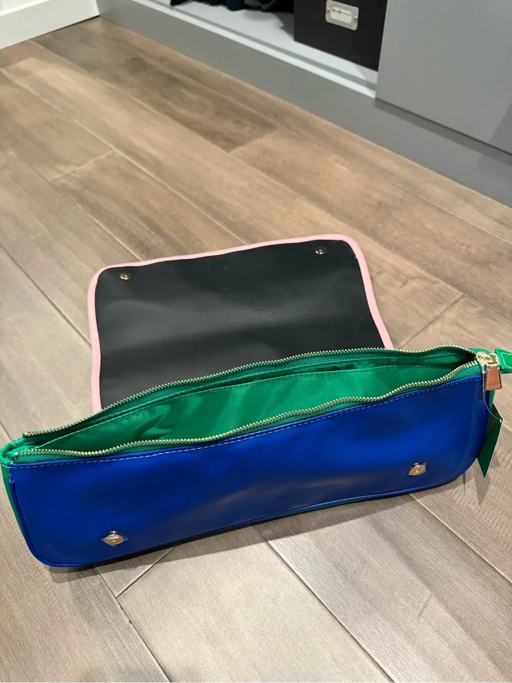 kate spade Pink Cosmetic Case with Blue & Green Trim